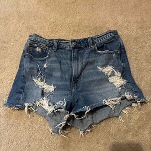 Abercrombie & Fitch Blue Distressed Jean Shorts